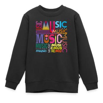 Musique drôle jazz retro song hipster vinyl rock - Sweat Premium enfant bio - noir - Devant - AI Model Kid Female (0cm)