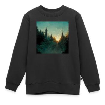 Coucher de soleil dans la forêt - Sweat Premium enfant bio - noir - Devant - AI Model Kid Female (0cm)