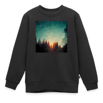 Coucher de soleil dans la forêt - Sweat Premium enfant bio - noir - Devant - AI Model Kid Female (0cm)