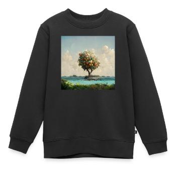 Île Tree - Sweat Premium enfant bio - noir - Devant - AI Model Kid Female (0cm)