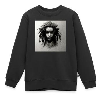 Peinture à croquis rastafari - Sweat Premium enfant bio - noir - Devant - AI Model Kid Female (0cm)