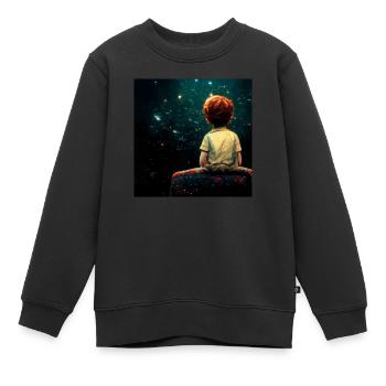 Kleiner Junge, Der Am Rande Des Universums Sitzt - Kinder Premium Organic Sweatshirt - Schwarz - Vorne - AI Model Kid Female (0cm)