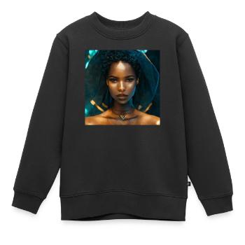 Schöne Malerei Der Schwarzen Frau - Kinder Premium Organic Sweatshirt - Schwarz - Vorne - AI Model Kid Female (0cm)