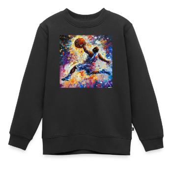 Basketballspieler dunkt Basketball - Kinder Premium Organic Sweatshirt - Schwarz - Vorne - AI Model Kid Female (0cm)