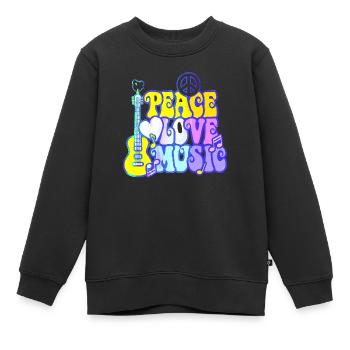 Musique drôle jazz retro song hipster vinyl rock - Sweat Premium enfant bio - noir - Devant - AI Model Kid Female (0cm)