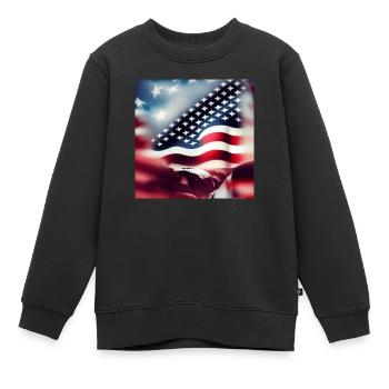 Logo du drapeau américain - Sweat Premium enfant bio - noir - Devant - AI Model Kid Female (0cm)