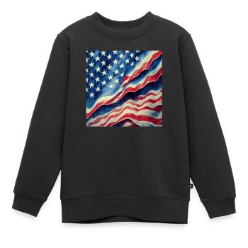 Logo du drapeau américain - Sweat Premium enfant bio - noir - Devant - AI Model Kid Female (0cm)