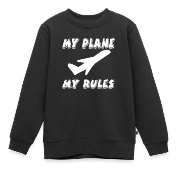 Flugzeug - Kinder Premium Organic Sweatshirt - Schwarz - Vorne - AI Model Kid Female (0cm)