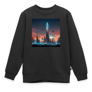 Stadt Der Zukunft - Kinder Premium Organic Sweatshirt - Schwarz - Vorne - AI Model Kid Female (0cm)