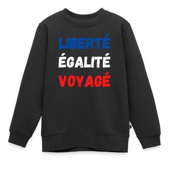 Liberté égalité Voyagé - Sweat Premium enfant bio - noir - Devant - AI Model Kid Female (0cm)