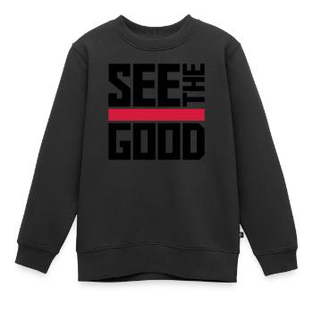 voir la bonne citation - Sweat Premium enfant bio - noir - Devant - AI Model Kid Female (0cm)