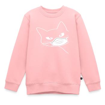 Süsse Katze mit Mundschutz - Kinder Premium Organic Sweatshirt - Rosa - Vorne - AI Model Kid Female (0cm)