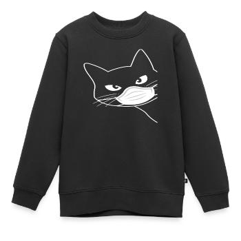 Chat mignon avec protège-dents - Sweat Premium enfant bio - noir - Devant - AI Model Kid Female (0cm)