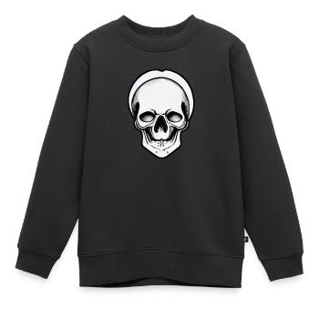 crâne illustré - Sweat Premium enfant bio - noir - Devant - AI Model Kid Female (0cm)