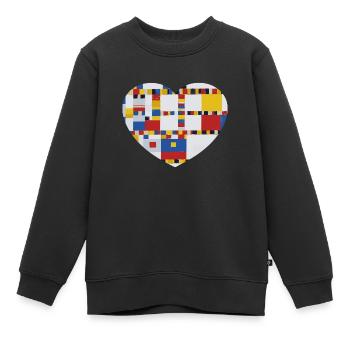 Herz mit Malerei Mondrian Victory Boogie Woogie - Kinder Premium Organic Sweatshirt - Schwarz - Vorne - AI Model Kid Female (0cm)