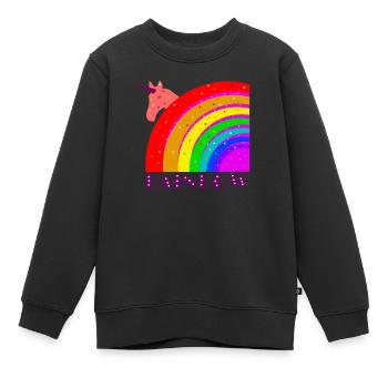 Arc-en-ciel avec licorne - Sweat Premium enfant bio - noir - Devant - AI Model Kid Female (0cm)