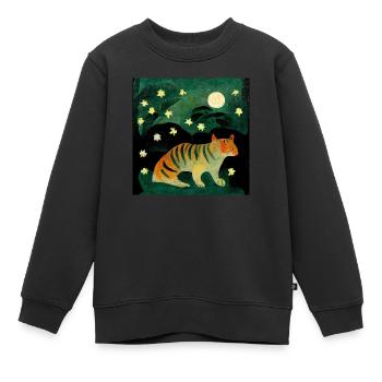 Tigre au clair de lune - Sweat Premium enfant bio - noir - Devant - AI Model Kid Female (0cm)