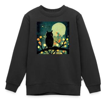Hibou au clair de lune - Sweat Premium enfant bio - noir - Devant - AI Model Kid Female (0cm)