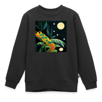 Gecko au clair de lune - Sweat Premium enfant bio - noir - Devant - AI Model Kid Female (0cm)