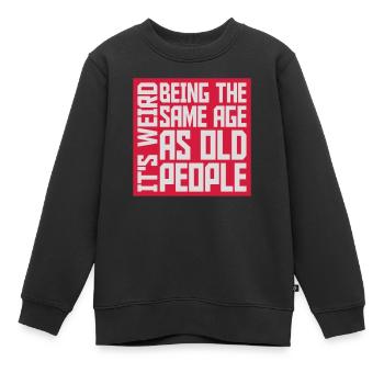 être âgé - Sweat Premium enfant bio - noir - Devant - AI Model Kid Female (0cm)