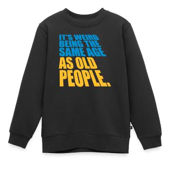 être âgé - Sweat Premium enfant bio - noir - Devant - AI Model Kid Female (0cm)
