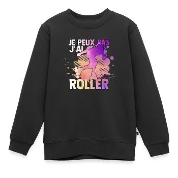 je peux pas j'ai roller idée cadeau roller drôles - Sweat Premium enfant bio - noir - Devant - AI Model Kid Female (0cm)