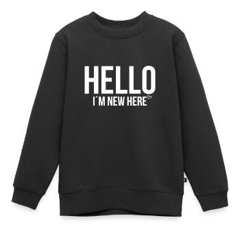 Bonjour je suis nouveau ici - Sweat Premium enfant bio - noir - Devant - AI Model Kid Female (0cm)