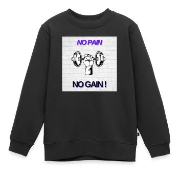 No Pain No Gain - Sweat Premium enfant bio - noir - Devant - AI Model Kid Female (0cm)