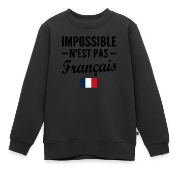 impossible n'est pas français / humour français - Sweat Premium enfant bio - noir - Devant - AI Model Kid Female (0cm)