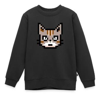 Pixelart Katze - Kinder Premium Organic Sweatshirt - Schwarz - Vorne - AI Model Kid Female (0cm)