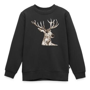 Hirsch - Kinder Premium Organic Sweatshirt - Schwarz - Vorne - AI Model Kid Female (0cm)