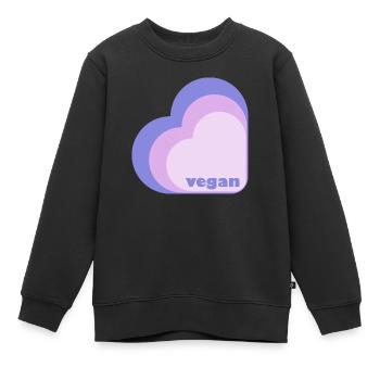 Cœur de lilas végétalien - Sweat Premium enfant bio - noir - Devant - AI Model Kid Female (0cm)