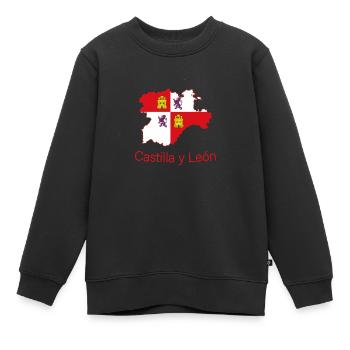 Castille-et-León - Sweat Premium enfant bio - noir - Devant - AI Model Kid Female (0cm)