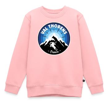 Ski à Val Thorens France Bleu - Sweat Premium enfant bio - rose - Devant - AI Model Kid Female (0cm)