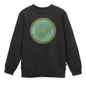 MANDALA GOLD AND GREEN 001 - Sweat Premium enfant bio - noir - Devant - AI Model Kid Female (0cm)