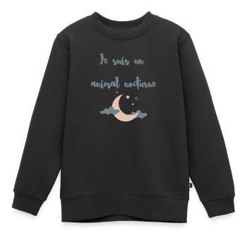 Je suis un animal nocturne - Sweat Premium enfant bio - noir - Devant - AI Model Kid Female (0cm)