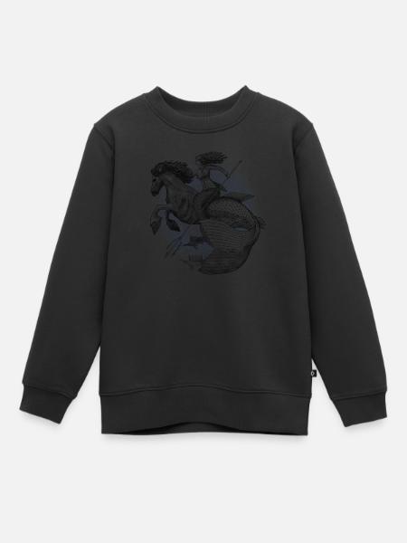 Mermaid monte des chevaux d’eau Black Blue pour la coloration - Sweat Premium enfant bio - noir
