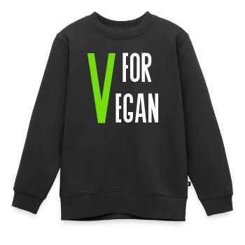 V for Vegan - Sweat Premium enfant bio - noir - Devant - AI Model Kid Female (0cm)
