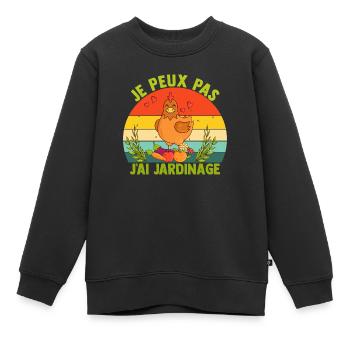 je peux pas j'ai jardinage jardin poule cadeau - Sweat Premium enfant bio - noir - Devant - AI Model Kid Female (0cm)