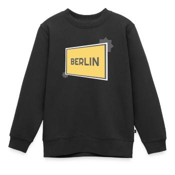 Panneau de ville de Berlin - gris moderne - Sweat Premium enfant bio - noir - Devant - AI Model Kid Female (0cm)