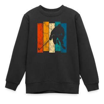 Eishockey Ice Hockey Retro Schlittschuhe Puck Eis - Kinder Premium Organic Sweatshirt - Schwarz - Vorne - AI Model Kid Female (0cm)