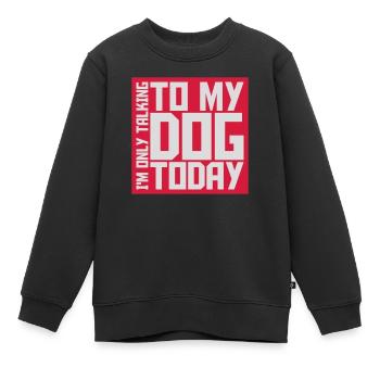 only talking to dog - Kids Premium Organic Sweatshirt - black - Front - AI Model Kid Female (0cm)
