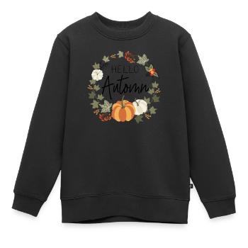 Hallo automn - Kinder Premium Organic Sweatshirt - Schwarz - Vorne - AI Model Kid Female (0cm)