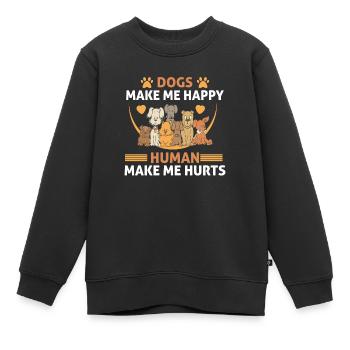 Hunde machen mich glücklich Menschen machen mich glücklich - Kinder Premium Organic Sweatshirt - Schwarz - Vorne - AI Model Kid Female (0cm)