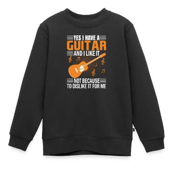 Yes I have Guitar And I Like It - Kids Premium Organic Sweatshirt - black - Front - AI Model Kid Female (0cm)