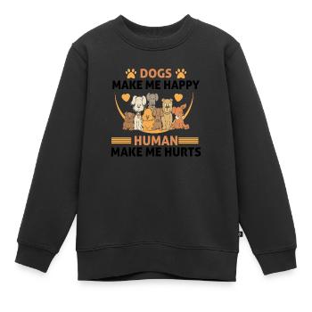Hunde machen mich glücklich Menschen machen mich glücklich - Kinder Premium Organic Sweatshirt - Schwarz - Vorne - AI Model Kid Female (0cm)