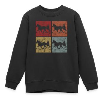 Trotting Horse Equine Trotting Sport Horse Racing - Kids Premium Organic Sweatshirt - black - Front - AI Model Kid Female (0cm)