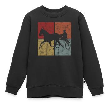 Trotting Horse Equine Trotting Sport Horse Racing - Kids Premium Organic Sweatshirt - black - Front - AI Model Kid Female (0cm)