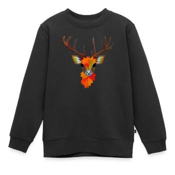 Hirschkopf im Herbst Hirsch Geweih Bock Reh Kitz 5 - Kinder Premium Organic Sweatshirt - Schwarz - Vorne - AI Model Kid Female (0cm)