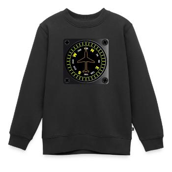 Flugzeugkompass - Kinder Premium Organic Sweatshirt - Schwarz - Vorne - AI Model Kid Female (0cm)